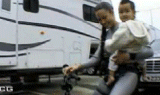 Angelina Jolie & Maddox on Tomb Raider set